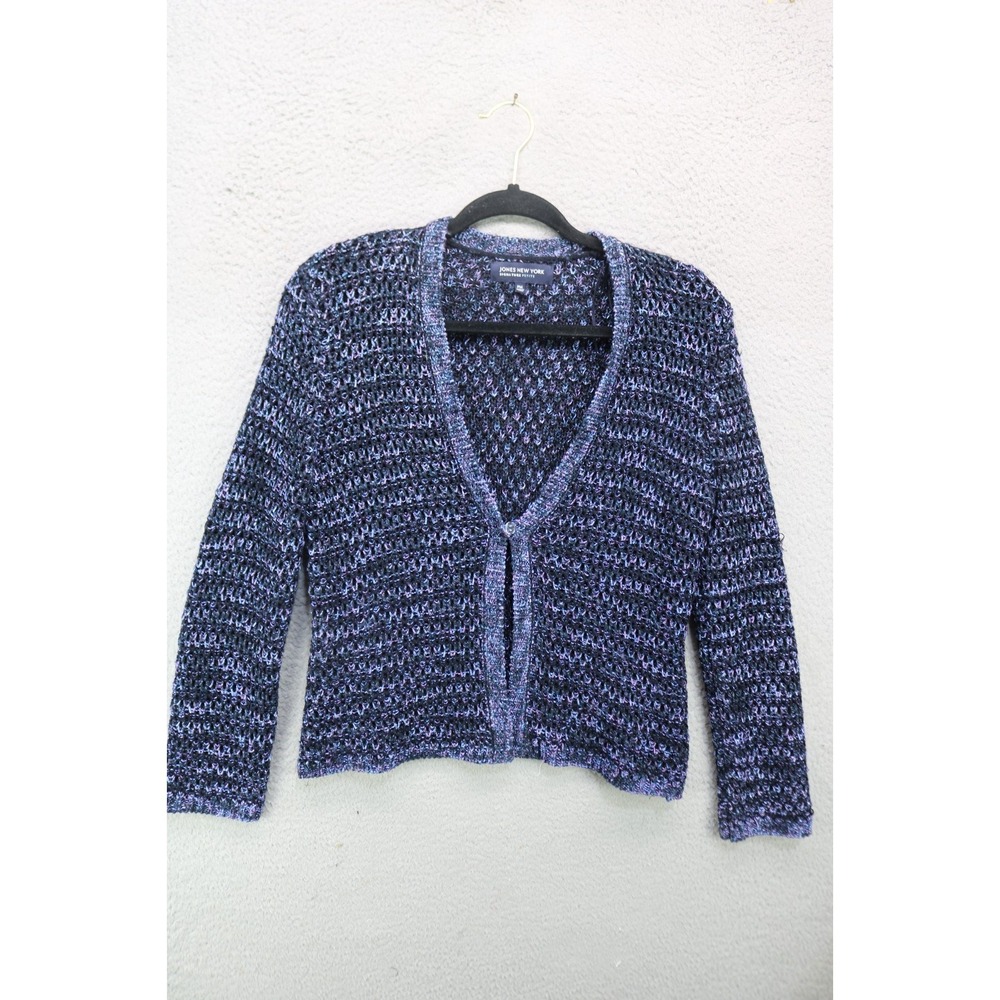 Jones New York Iridescent Open Knit Sweater-Size PM-Whimsigoth-Jewel Tone